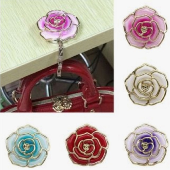 Purse hook in rose design- choice of red or white - Picture 1 of 7
